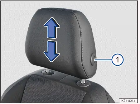 Volkswagen ID.4 - Fig. 1 Adjusting the front head restraint (general example).