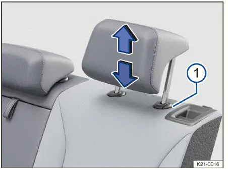 Volkswagen ID.4 - Fig. 2 Adjusting the rear head restraint (general example).