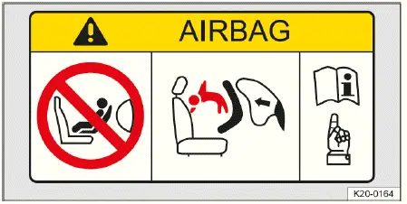 Volkswagen ID.4 - Fig. 1 General example: airbag label on the sun visor.