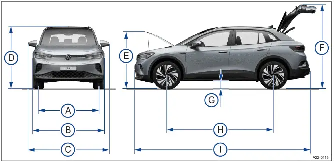 Volkswagen ID.4 - Fig. 1 Vehicle dimensions.