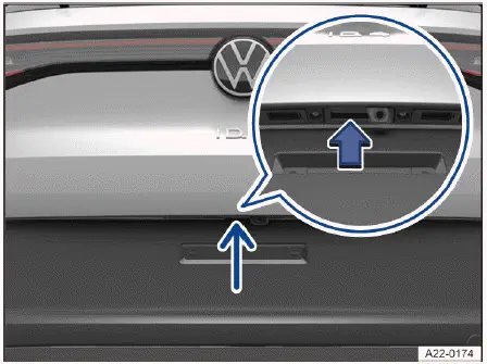 Volkswagen ID.4 - Fig. 1 In the trunk lid: button to open the trunk lid.