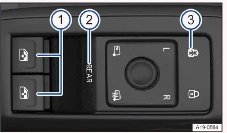 Volkswagen ID.4 - Fig. 1 In the driver door: Buttons for the front and rear