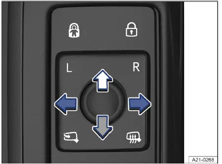 Volkswagen ID.4 - Fig. 1 In the driver door: knob for the outside mirrors.