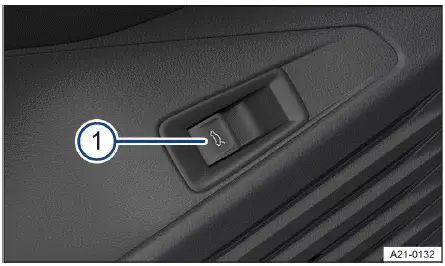 Volkswagen ID.4 - Fig. 1 In the driver's door: unlock button for the trunk lid.