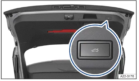 Volkswagen ID.4 - Fig. 2 In the open trunk lid: Button for power closing