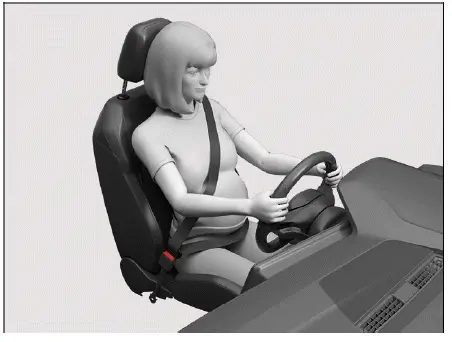 Volkswagen ID.4 - Fig. 2 Correct safety belt positioning for pregnant women.