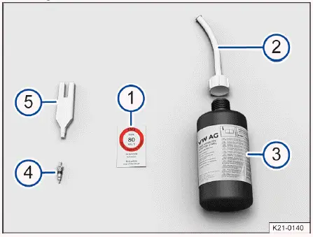 Volkswagen ID.4 - Fig. 1 Components of the tire mobility set